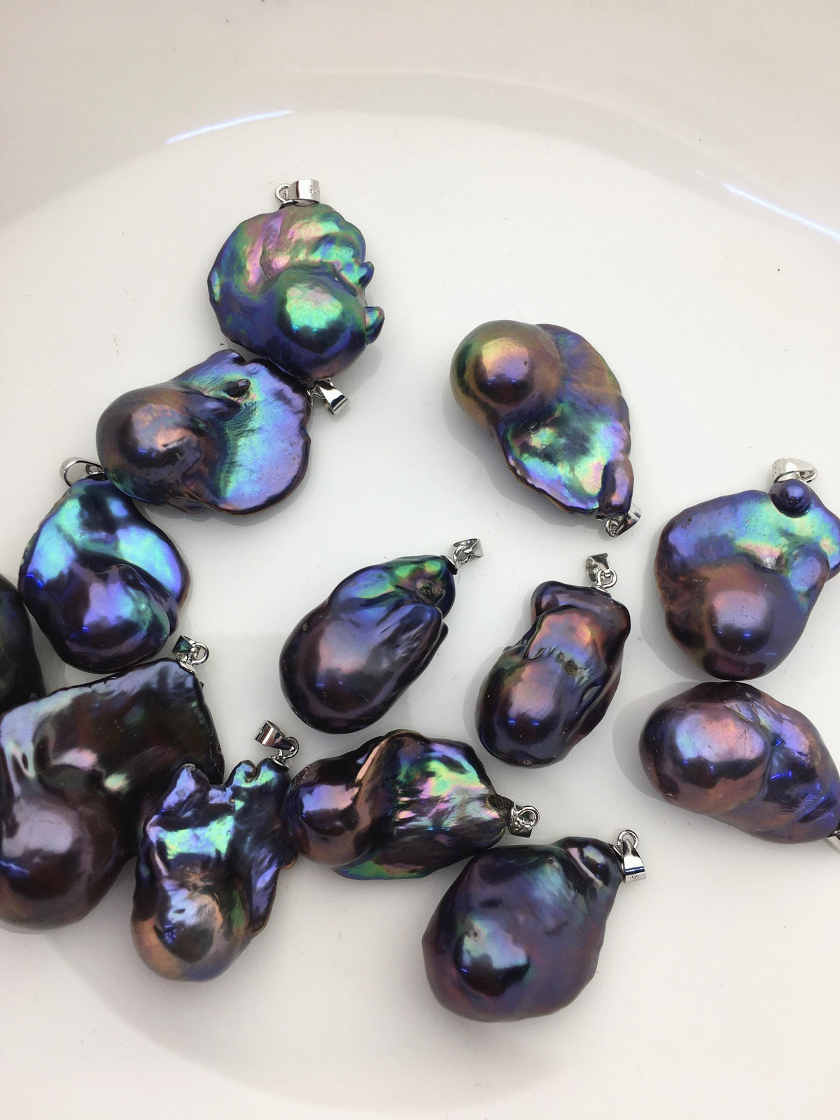 5pcs AA+ 13-20mm black rainbow baroque pearl pendant necklace,S925 Sterling silver pendant,NC1-008-1