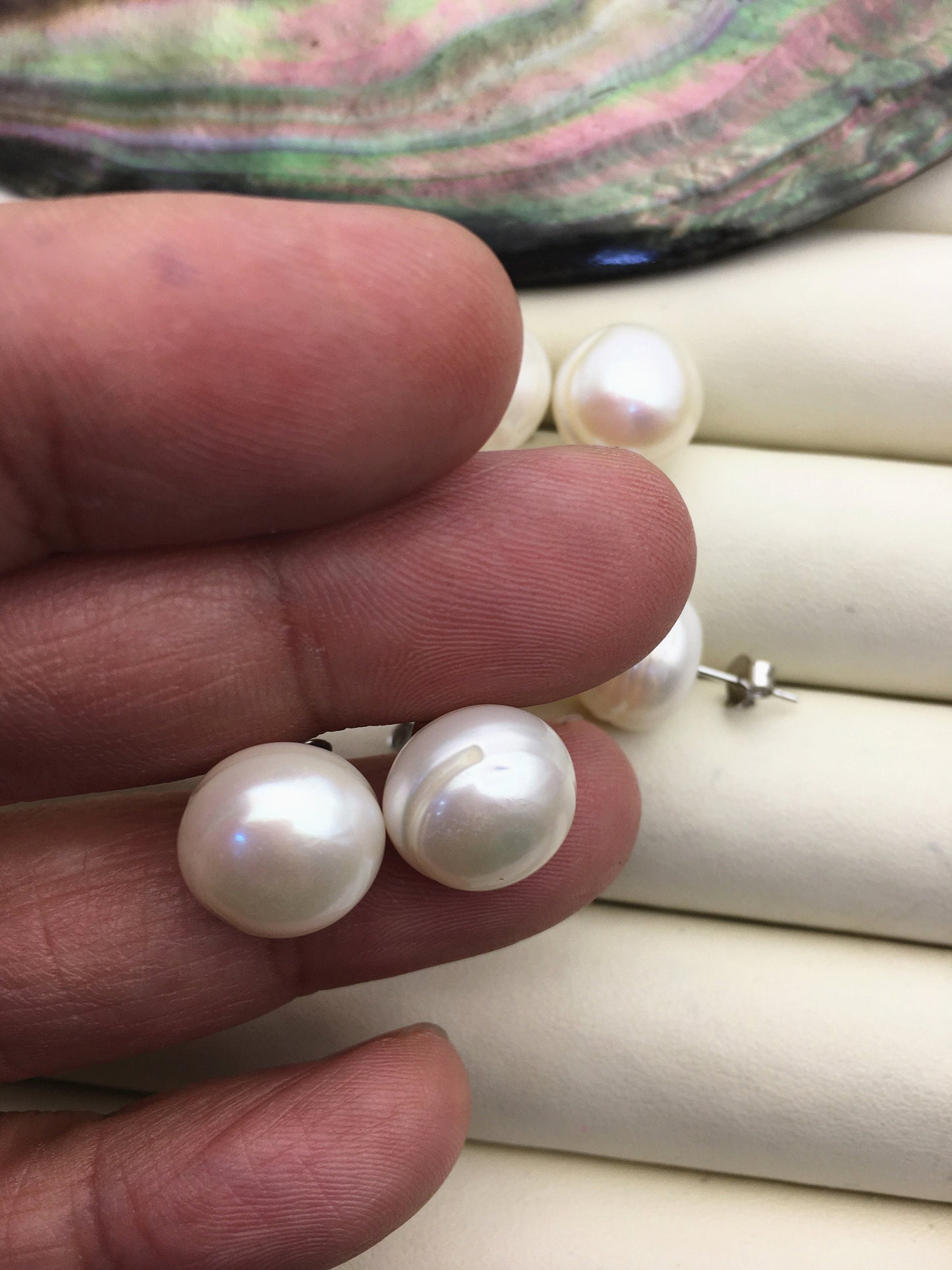5 pairs AA 12-13mm White baroque Pearl Stud Earrings,freshwater pearl earrings,Wedding,classic pearl studs,SE1-069-29
