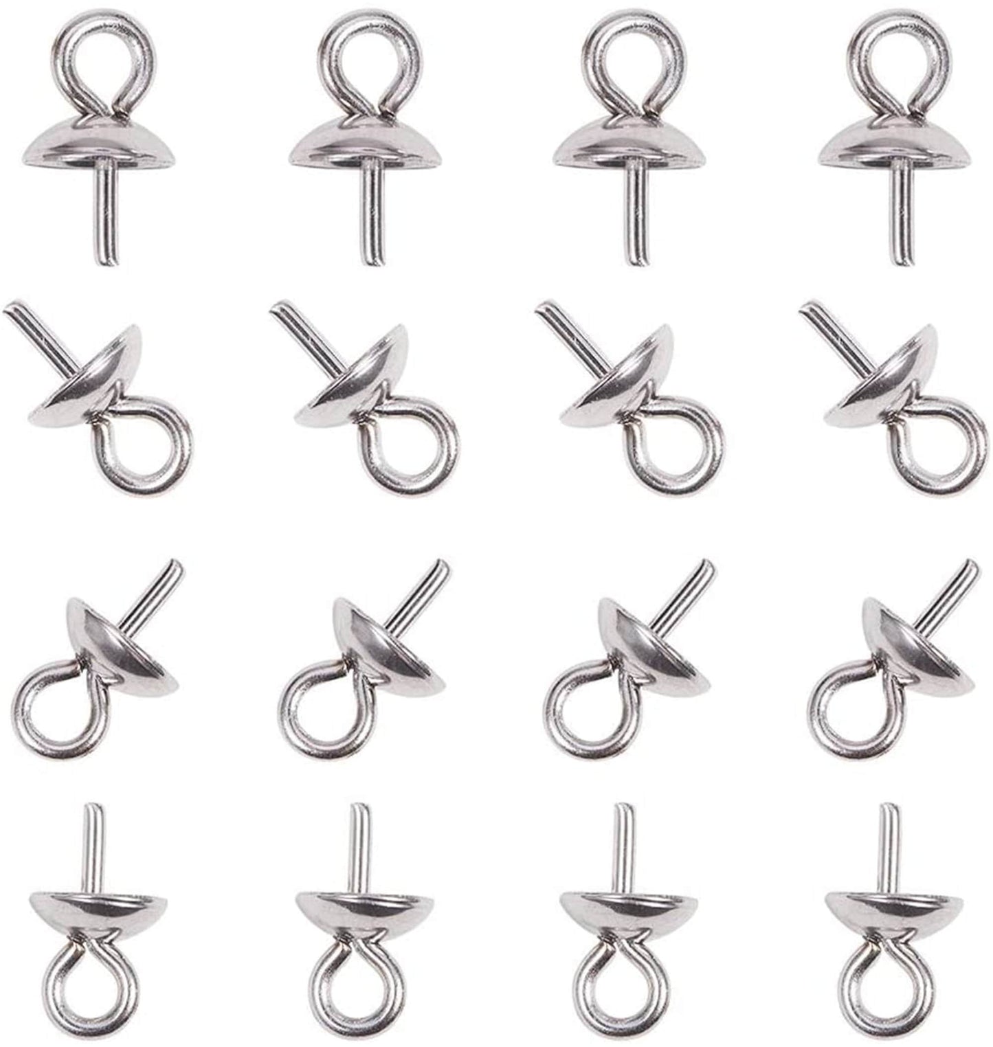 20pcs 3mmx6.5mm sterling silver Small Hole Cup Pearl Screw Eye Pin Bail Peg Pendants for Half Drilled Beads Jewelry Making,ASL-P-017