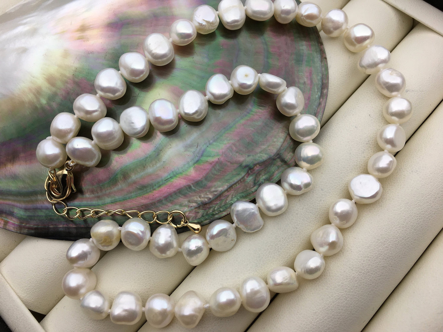 17.5+2'' AA+ 8mm white nugget freshwater pearl necklace,NPN1-051
