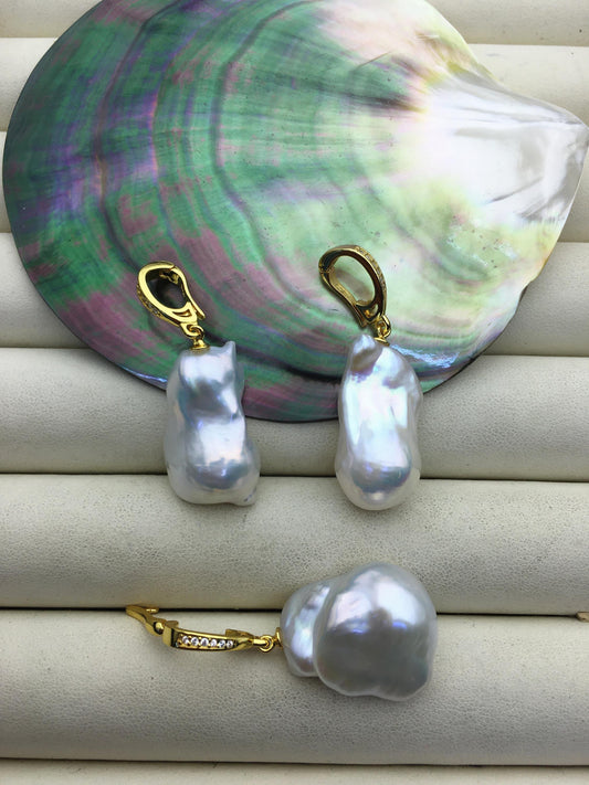 1pc AAA 13-18mm white baroque pearl Gold Feather pendant necklace,S925 Sterling silver pendant,NC1-041-7