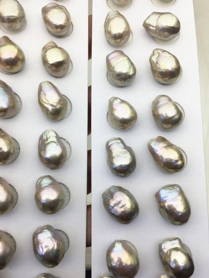 5pairs AAA 12-13mm Gray Rainbow long baroque drop edison freshwater pearl Pair,no hole,ED11-3A-2-18