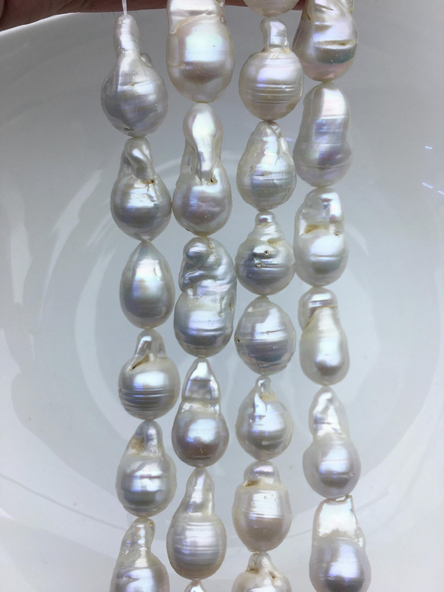 15.5'' AA 12-14mm white long flame ball pearl,FL15-2A-5-71