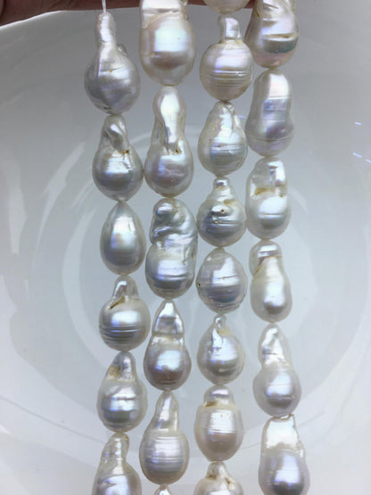 15.5'' AA 12-14mm white long flame ball pearl,FL15-2A-5-71
