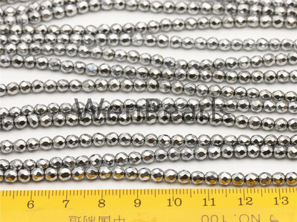 Hematite silver Gray,2mm Faceted Round,AAA,180 beads,15.5 inches,G50-R2-004