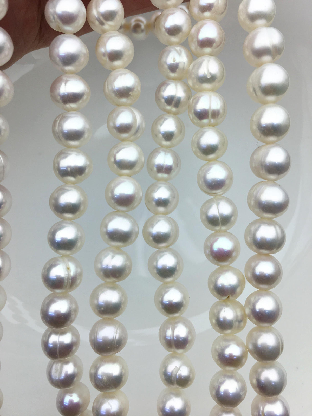 AA 9-10mm white near round potato freshwater pearls,freshwater potato shape pearl string,CR9-2A-12