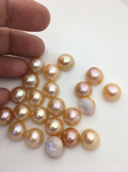 11pcs AAA 13-14mm Baroque Mabe Natural Orange Rainbow Freshwater Pearls,no hole,MB-T69