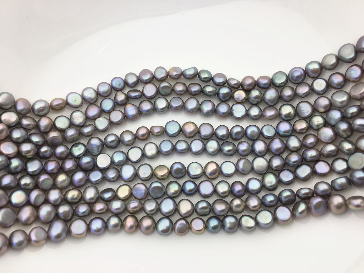AAA 7-8mm gray nugget freshwater pearls,irregular nugget freshwater pearl strand,LM7-T8