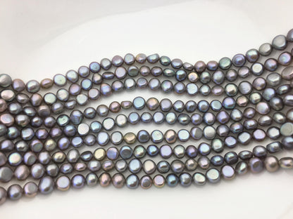 AAA 7-8mm gray nugget freshwater pearls,irregular nugget freshwater pearl strand,LM7-T8