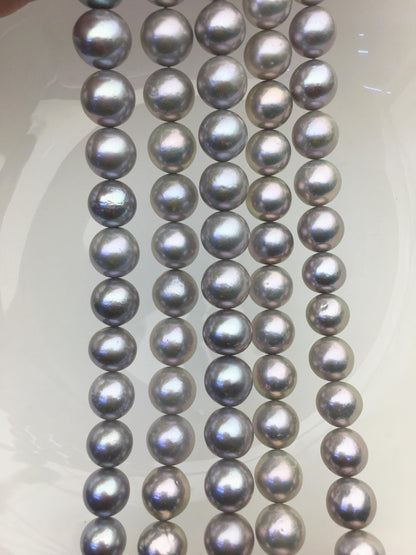 AA+ 10-12mm gray round freshwater pearls,loose pearl beads,round pearl string,pearl necklace DIY jewelry material,RP11-3A-12