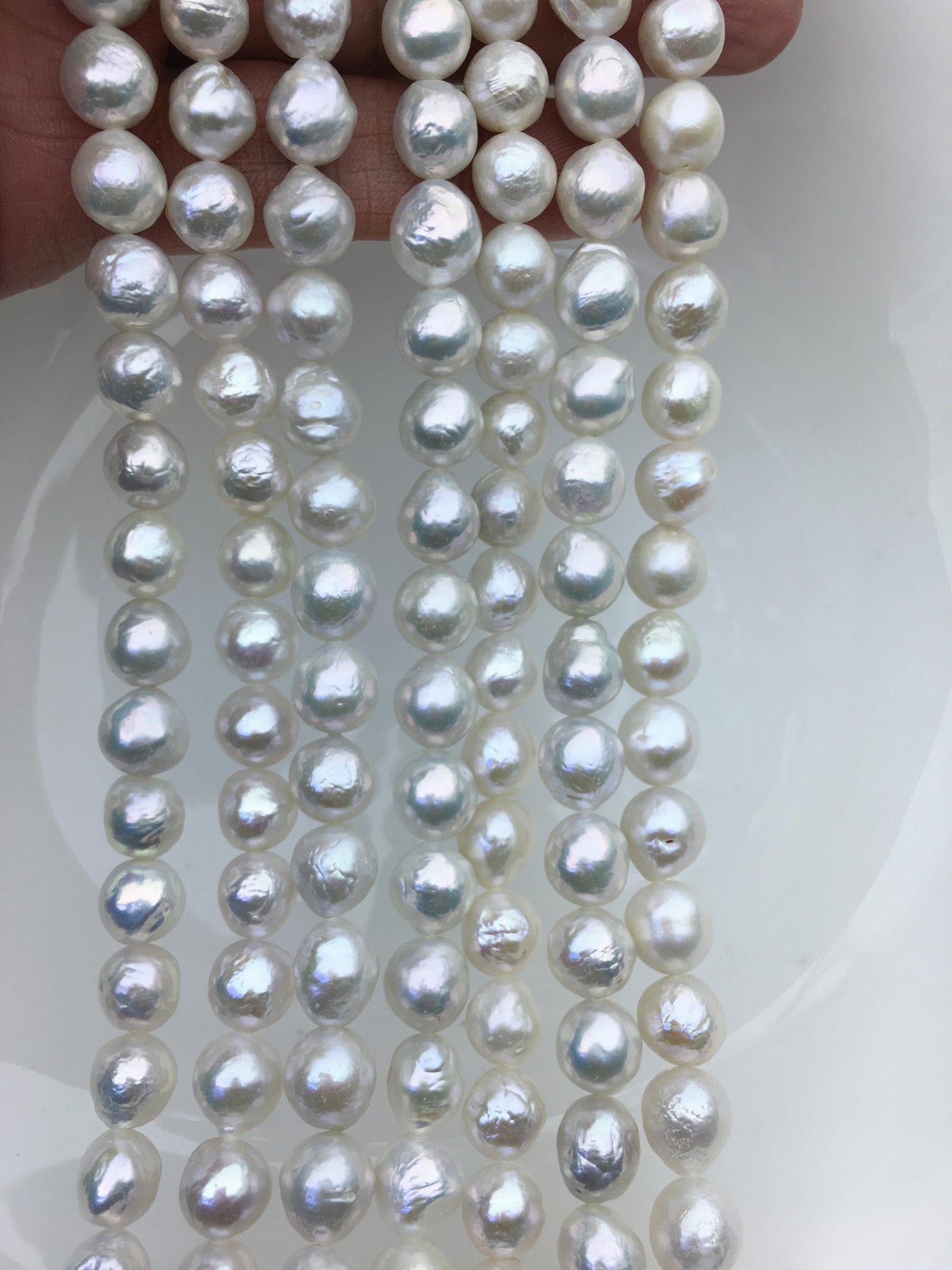 AA+ 8-10mm white baroque near round Edison Freshwater Pearl,ED12-2A-5-47
