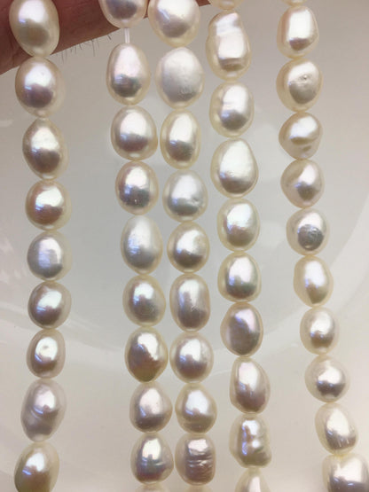 AAA 9.4-10.4x10-13mm white nugget freshwater pearls,cultured freshwater baroque pearl bead string,LM10-3A-3