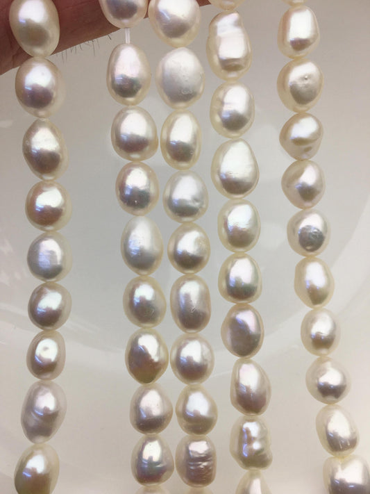 AAA 9.4-10.4x10-13mm white nugget freshwater pearls,cultured freshwater baroque pearl bead string,LM10-3A-3