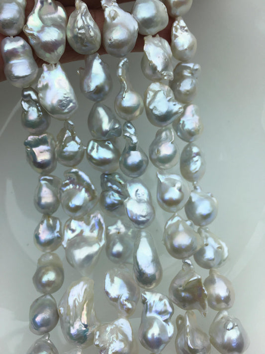 15.5'' AA+ 12-15mm White flame ball pearl,FL15-2A-5-3