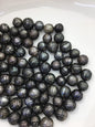 1pc AA 10-14mm Green Black Near Round Carved Tahitian Pearl - Hand Cared - Tattoo Tahitian Pearls, carved pearls, through hole,CAC-FLW-9-3