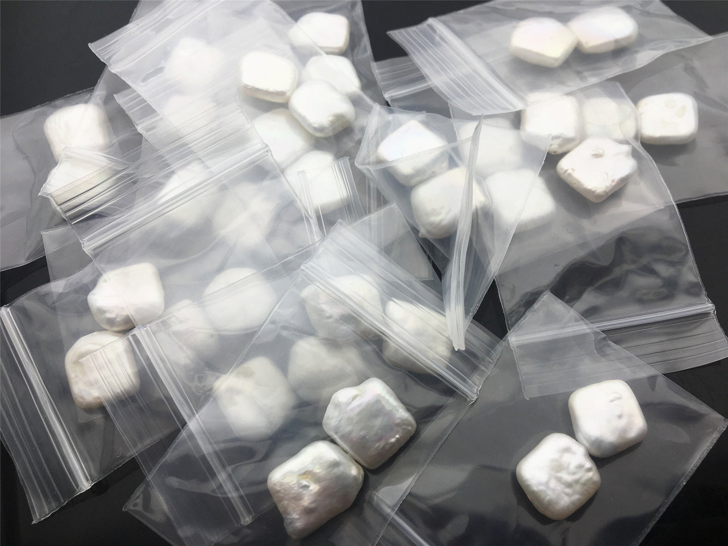 1 pair AA+ 12-14mm White Square Shape Freshwater Pearl White loose Beads Piar,wholesale,ZS-103-37-3