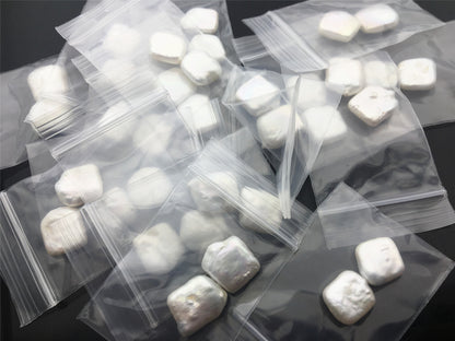 1 pair AA+ 12-14mm White Square Shape Freshwater Pearl White loose Beads Piar,wholesale,ZS-103-37-3