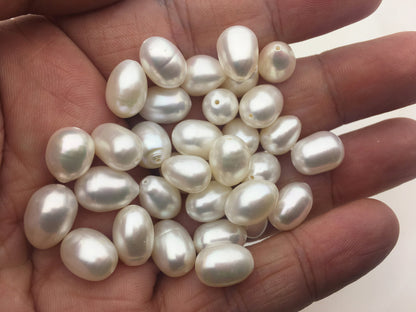 20pcs AA+ 8.3-9.3x10.5-12mm LONG white rice freshwater pearls, 0.9mm through hole,20pcs,LR9-3A-13-1