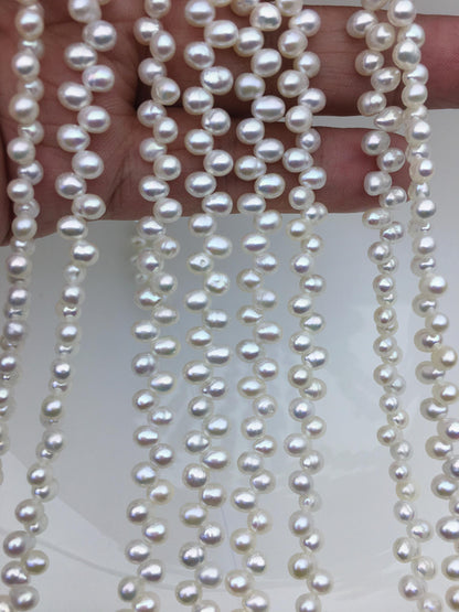 AAA 4.5-5mm white rice freshwater pearls,Cultured white rice freshwater pearls beads strand,Valentine's Day gift,LR4-3A-44