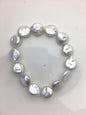 1pc 7 inchs AA+ 11-12mm White Coin Freshwater pearl Elastic string Bracelet,B8-005