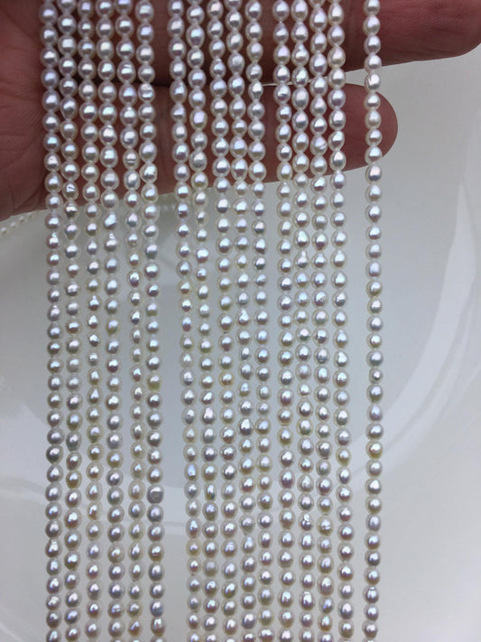 high luster!AAA 2.5-3x3-4mm white oval rice pearls,oval loose pearl beads,diy pearl,genuine pearl,Cultured pearl,diy pearl beads,LR2-3A-24