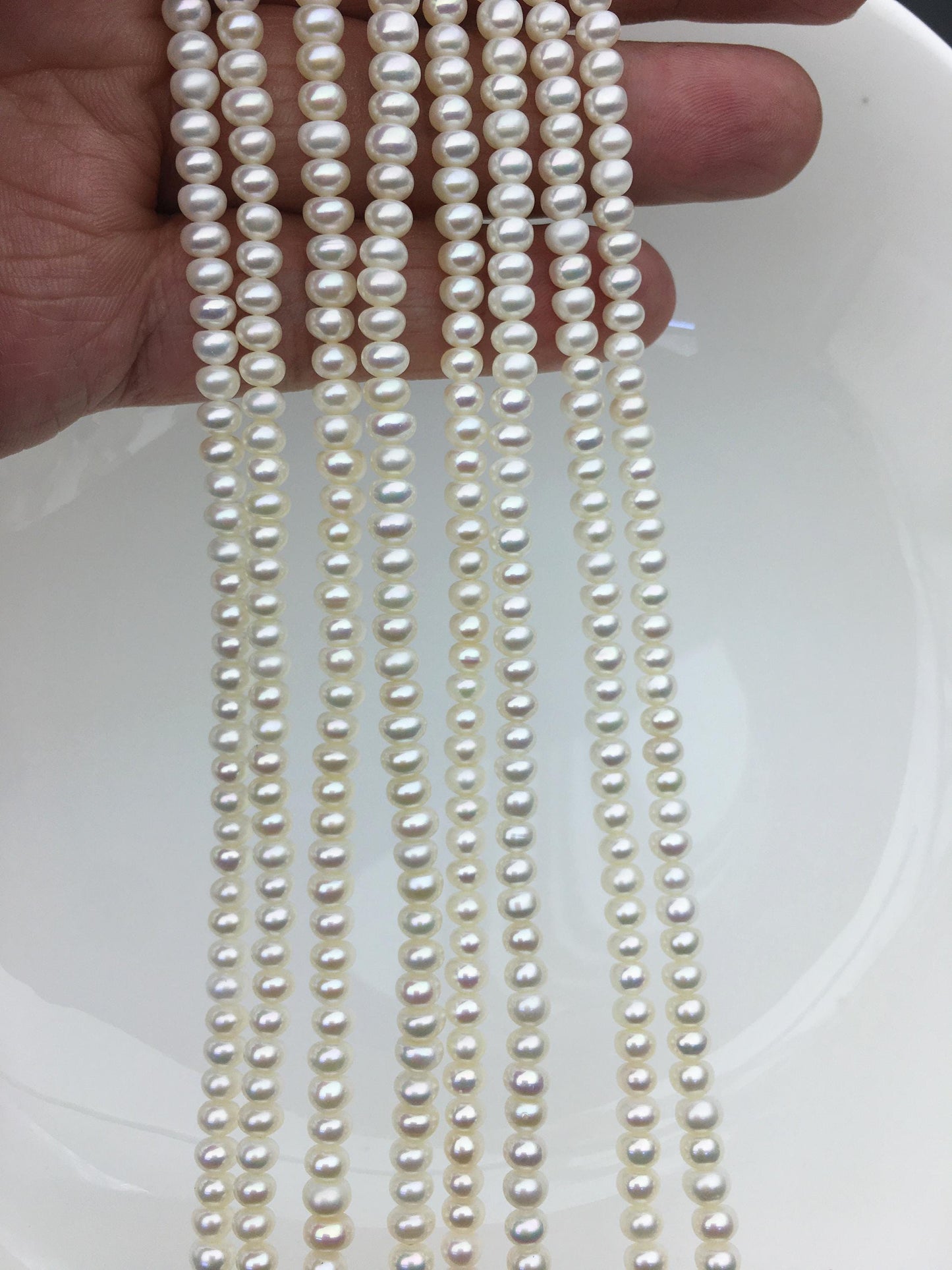AAA 4.5-5mm tiny white button round Rondelle freshwater pearls,SM4-3A-41
