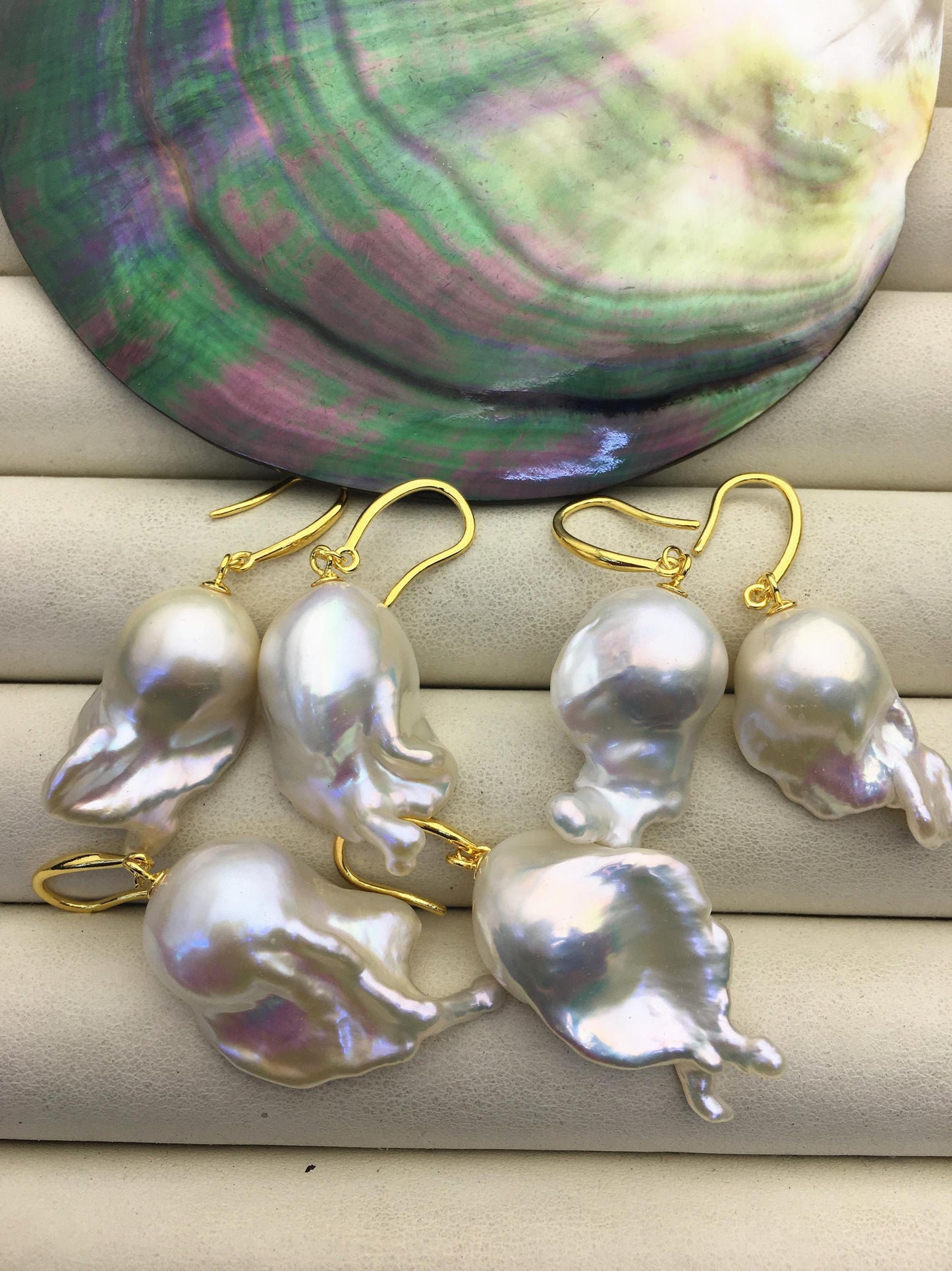 30% OFF AAA 14-19mm white flame ball pearl dangle earrings,sterling silver,earring with white baroque Natural Pearl,SE3-031-30