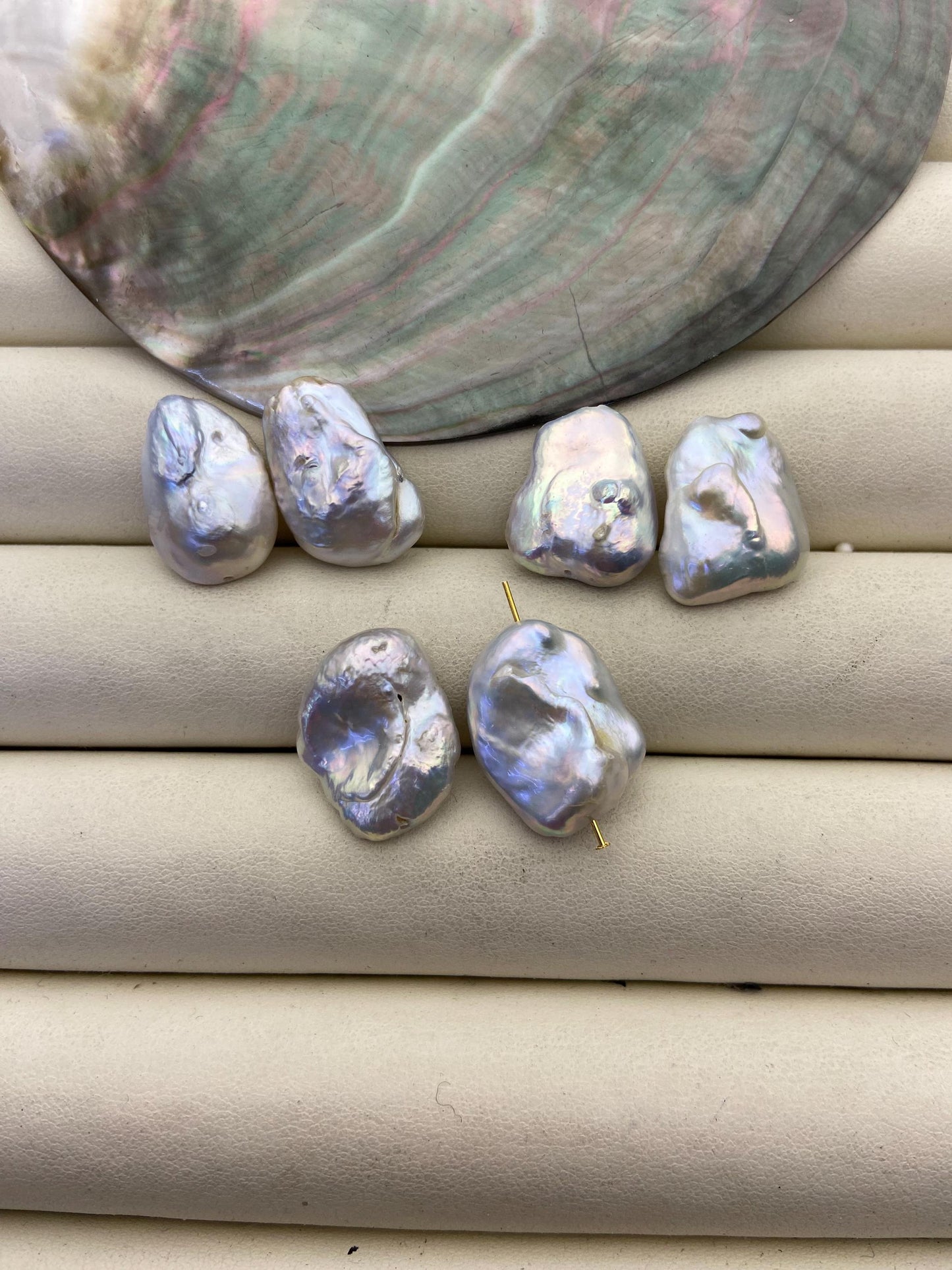 3 pairs AA 12-14mm White keshi Freshwater Pearl White loose Beads Pair,0.7mm through hole,ZS-103-37-42