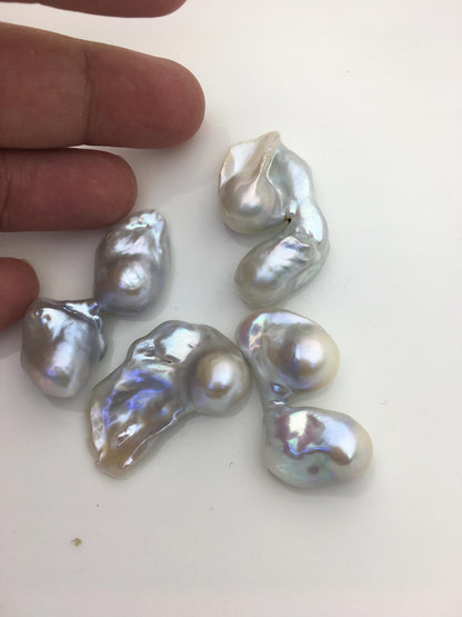 4pcs AAA/AA+ 16-21mm baroque white Flame ball Pearl - no hole,FL15-T4-50