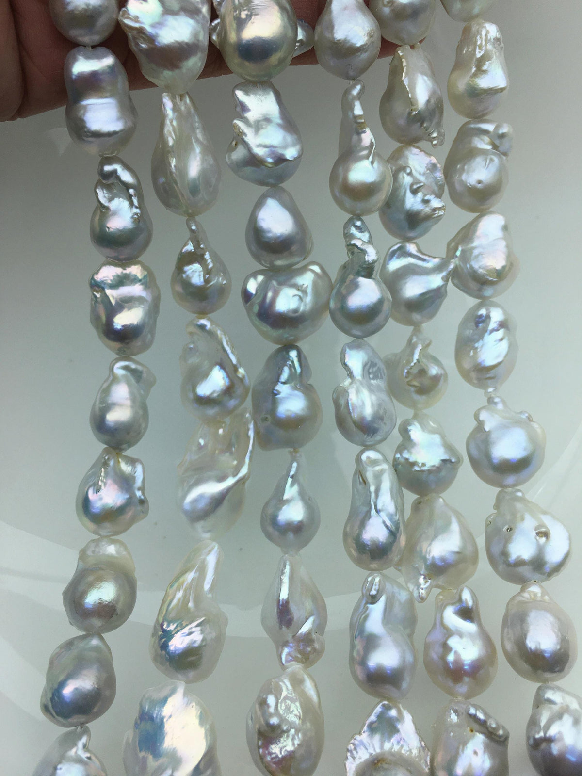 15.5'' AA+ 12-15mm White flame ball pearl,FL15-2A-5-3