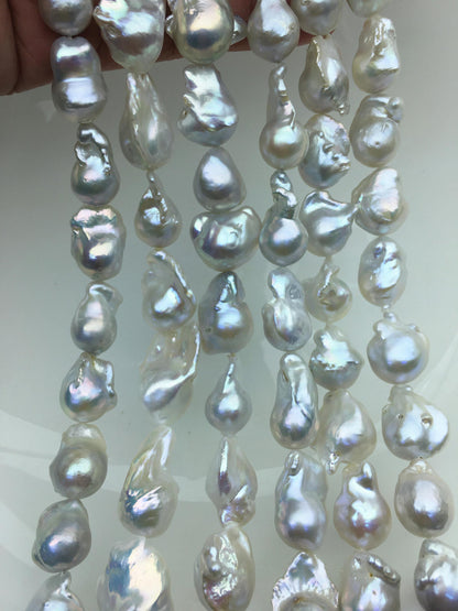 15.5'' AA+ 12-15mm White flame ball pearl,FL15-2A-5-3