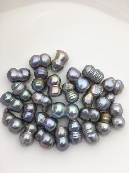 26pcs AA+ 10-14mm gray baroque freshwater pearls, 2.2mm large hole,ZS-T45