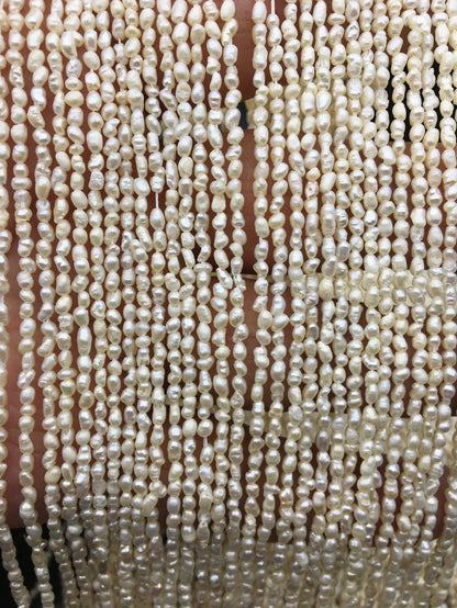 5 strands A+ 2-2.2mm*3.4-4.0mm very tiny white rice pearls,diy pearl,genuine pearl,Cultured pearl,diy pearl beads,LR2-2A-4