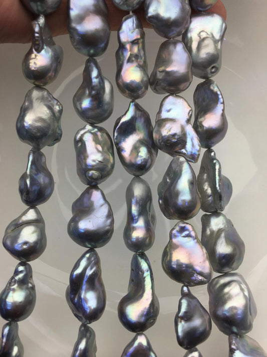 15.5'' AA+ 13-16mm Gray flame ball pearl,FL15-2A-5-25