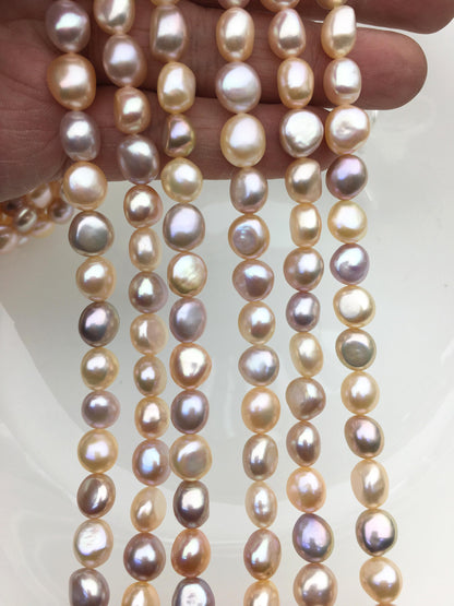 AAA+ 8.4-9.3mm pink purple misc color nugget freshwater pearls, high luster,LM9-T5