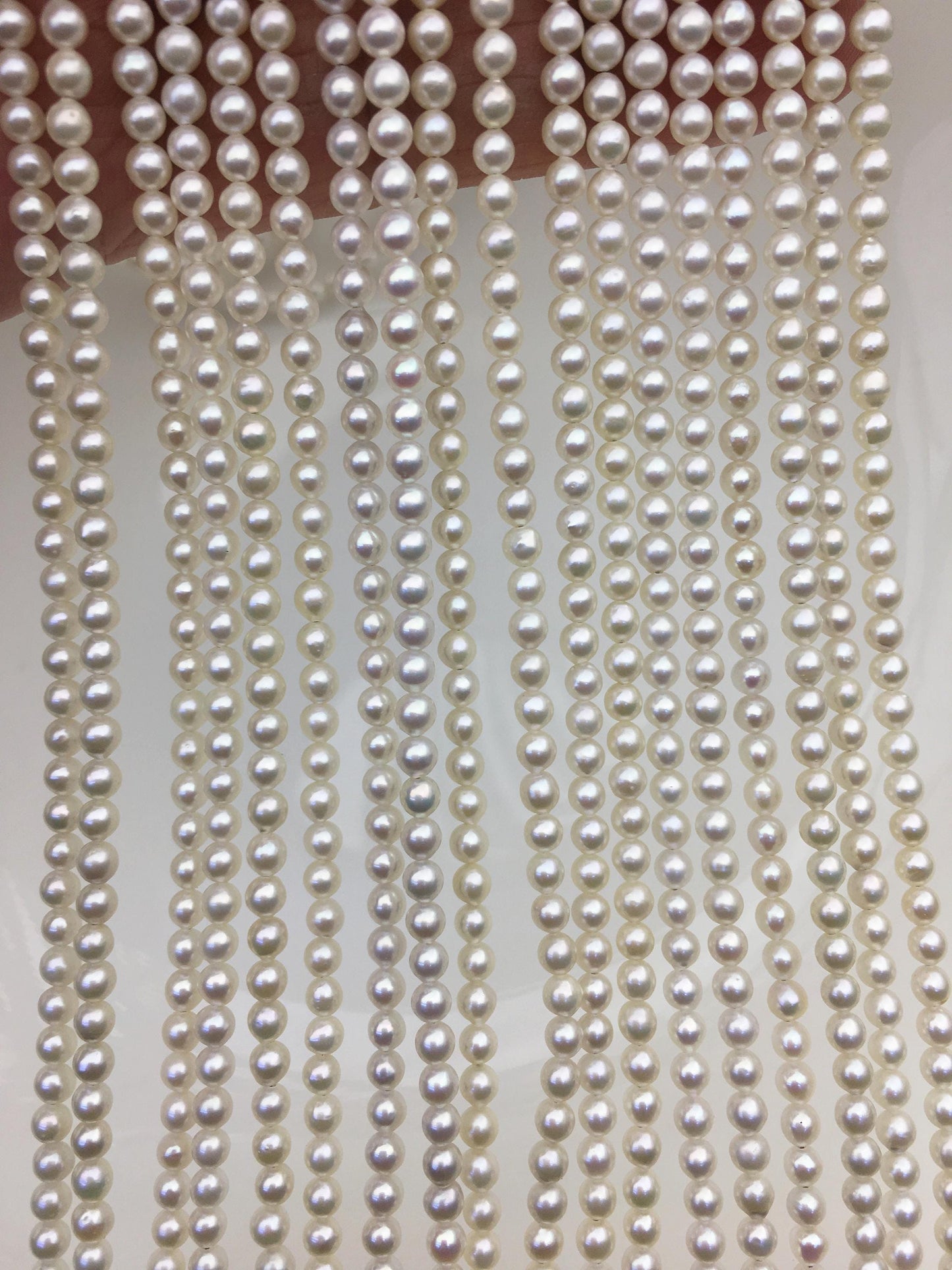 AAA 3-3.5mm white oval near round freshwater pearls,near round pearl strands,pearl wholesale,RP3-T3
