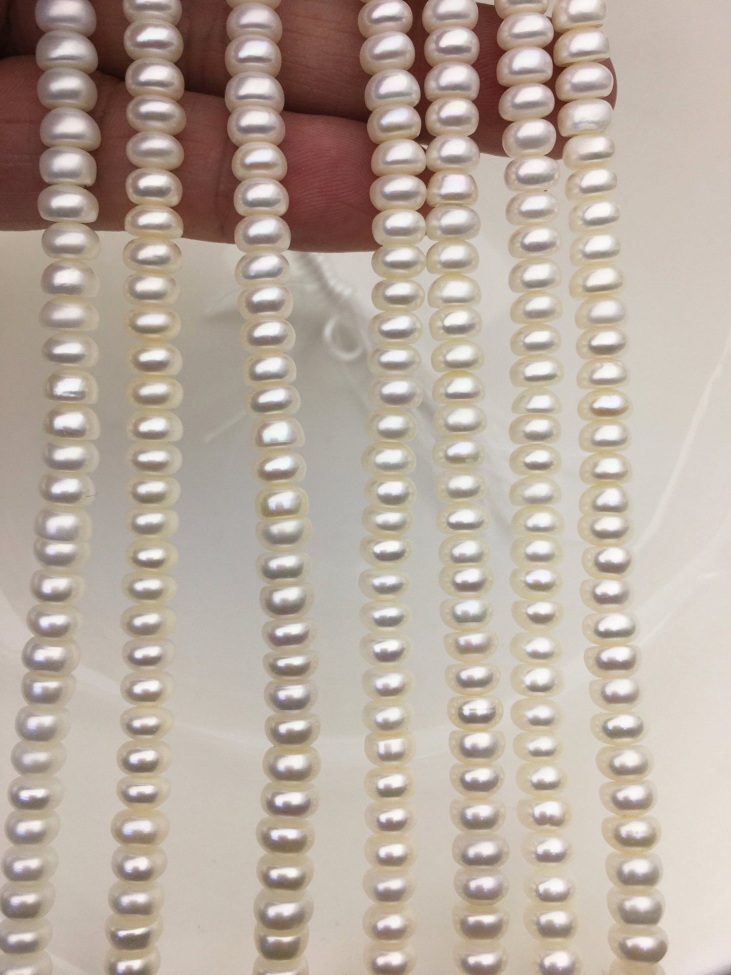 AAA 6-6.5mm white button round pearls,6mm white Rondelle pearl Beads,SM6-3A-1