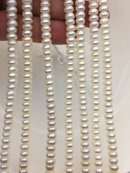 AAA 6-6.5mm white button round pearls,6mm white Rondelle pearl Beads,SM6-3A-1
