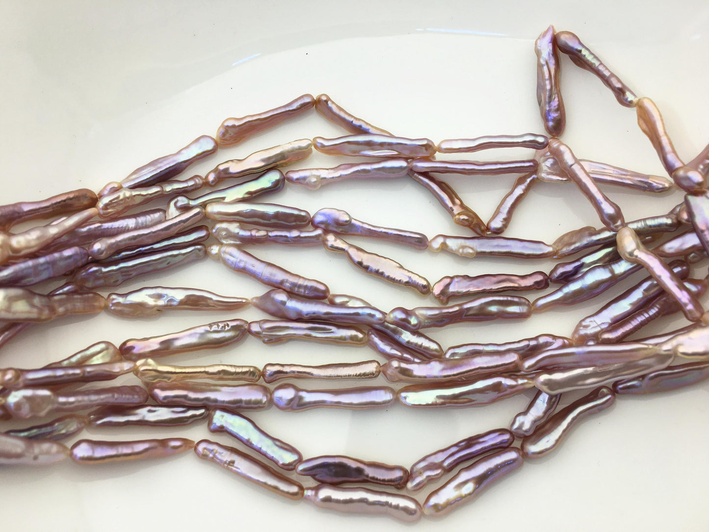15.5'' AAA 4-7mm natural purple rainbow Toothpick pearls,ZS-80-25-10