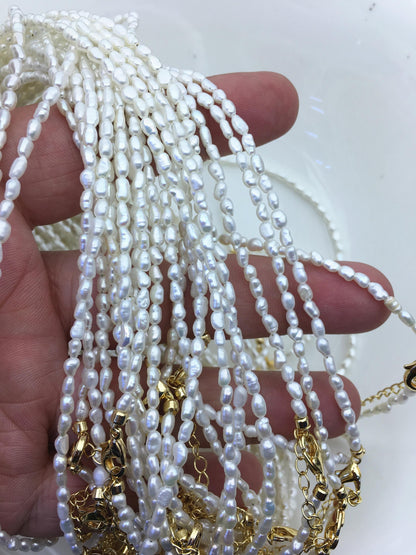 15.8''+2'' AAA 2.5-3mm tiny nugget freshwater Pearl necklace,Natural freshwater Pearl Necklace,NPN1-T52