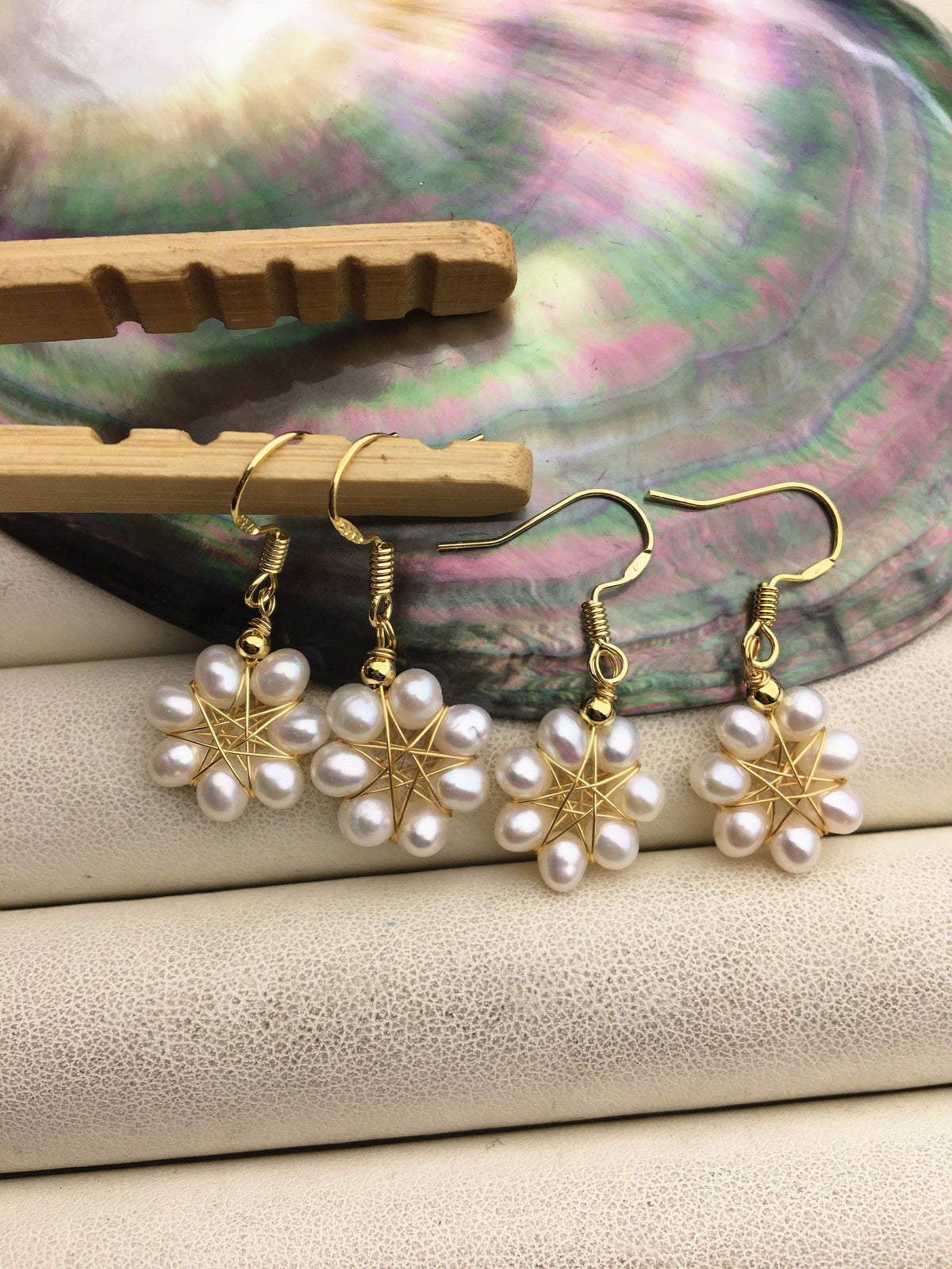 handmade AAA white pearl dangle earrings,pearl earrings for women,SE3-175-3