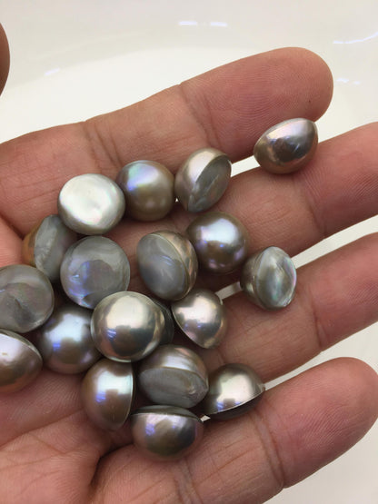 32pcs AAA 12-13mm Gray Purple Baroque Mabe Natural Rainbow Freshwater Pearls,no hole,MB-T6