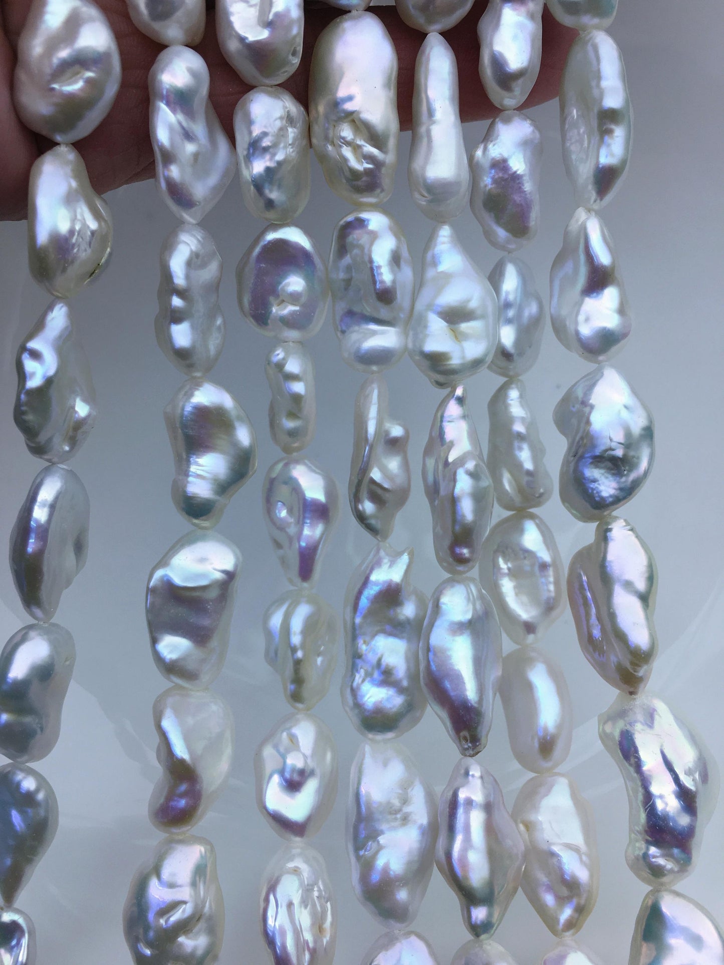 AA+ 11-13mm White thick long keshi Freshwater Pearl,ZS-200-32