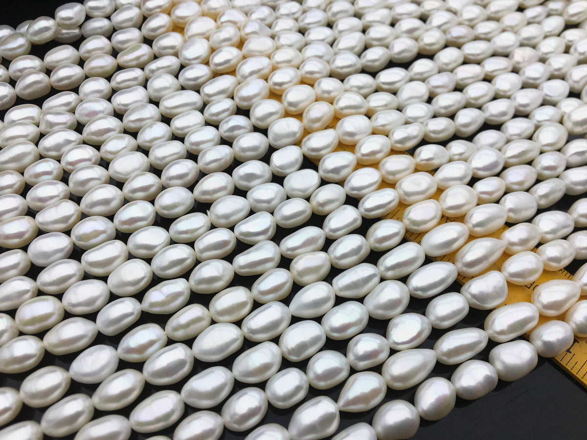 AAA+ 8.4-9.3mm white long nugget freshwater pearls, high luster,baroque pearl necklace,LM9-3A-9