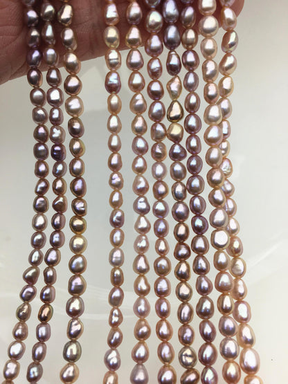 AAA- 4-4.5mm Tiny purple nugget freshwater pearls,irregular nugget freshwater pearl strand,LM4-3A-3