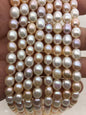 6.5'' AAA 7mm*8-9mm misc color oval pearls,Cultured oval freshwater pearls beads,teardrop loose pearl beads,LR7-3A-79