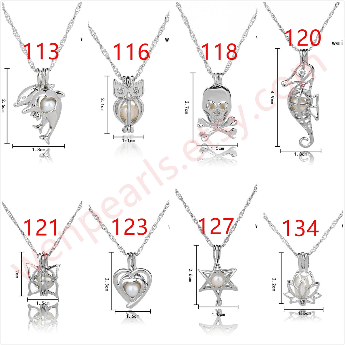 New 2PCS Cage Freshwater Pearl Pendant with Chain,Pearl Cage Pendant Necklace,Locket Cage pendants For Pearl Oysters With Pearls,AAL-001
