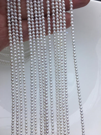 AAA 2.5-3mm tiny white round freshwater pearls,Rondelle pearl Beads,white freshwater pearl,loose strands,RP2-3A-17
