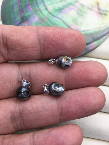 1pc AAA 7-8mm Black HandMade Carved Skull Freshwater Pearl Beads For necklace pendant earrings,DIY pearl,NC1-012-6