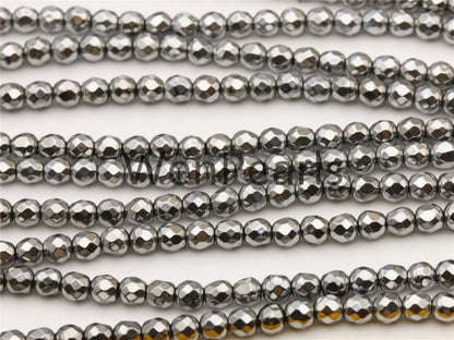 Hematite silver Gray,4mm Faceted Round,AAA, 105pcs,15.5 inches,G50-R4-003